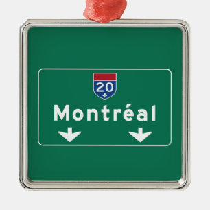Montreal, Canada Road Sign Metal Tree Decoration