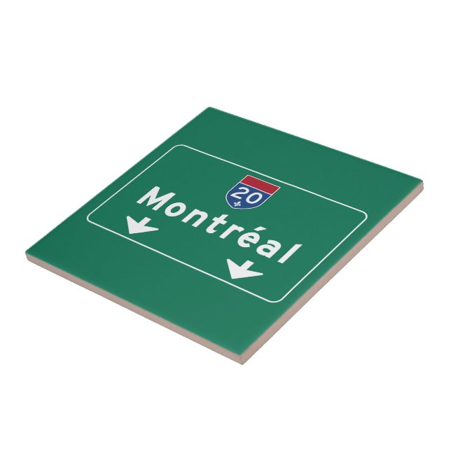 Montreal, Canada Road Sign Tile (Side)