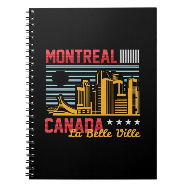Montreal Canada Skyline Retro Travel GraphicDesign Notebook (Front)