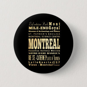 Montreal City of Canada Typography Art 6 Cm Round Badge