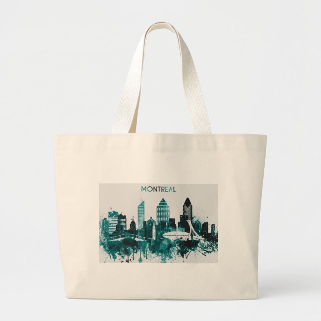 Montreal City Skyline Large Tote Bag (Front)
