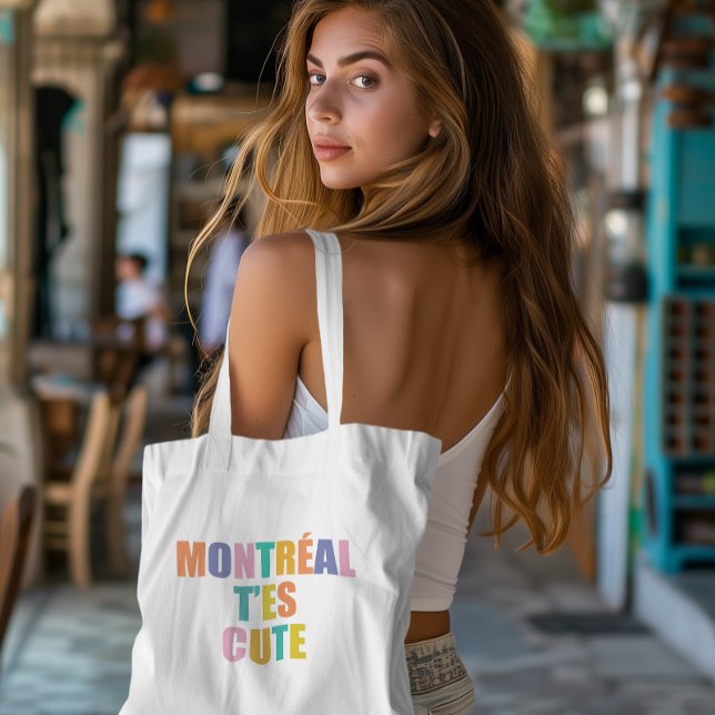 Montreal city typography modern colourful  tote bag (Creator Uploaded)
