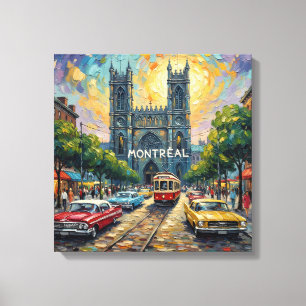 Montreal Gothic Tramway Cathedral Canvas Print