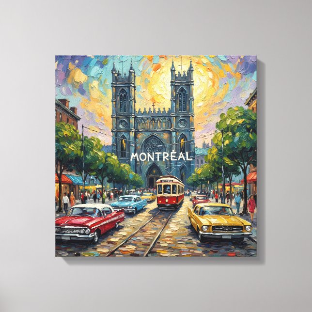 Montreal Gothic Tramway Cathedral Canvas Print (Front)