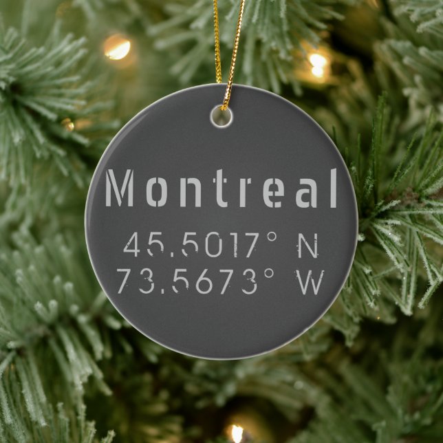 Montreal Latitude Longitude Ceramic Tree Decoration (Tree)