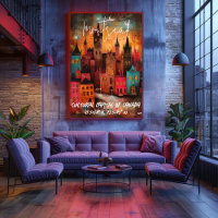 Montreal Night Cityscape – Vibrant Illustrated