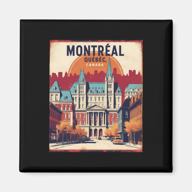 Montreal Quebec Canada 1950s Vintage Travel Touris Magnet (Front)