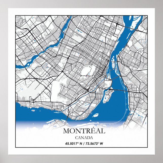 Montreal Quebec Canada Travel City Map Modern Poster (Front)