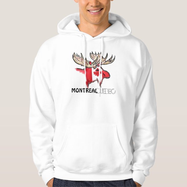 Montreal Quebec Canadian flag artistic elk hoodie (Front)