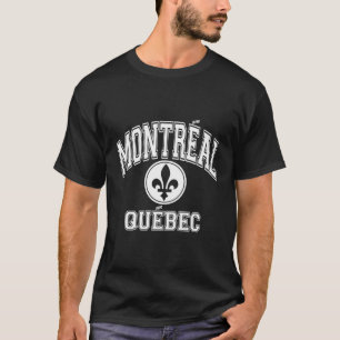 Montreal Quebec Fleur De Lys Varsity Blue With Whi T-Shirt