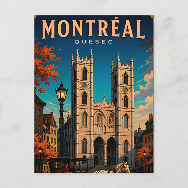 ⛪ Montreal Quebec Travel Retro 🇨🇦 Postcard (Front)