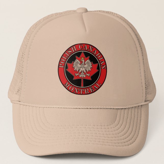 Montreal Round Polish Canadian Leaf Trucker Hat (Front)