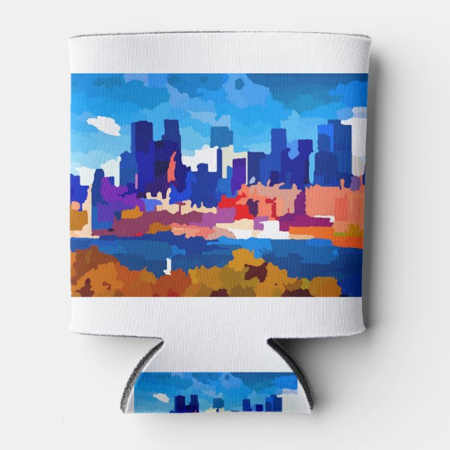 Montreal Skyline Business District Can Cooler (Front)