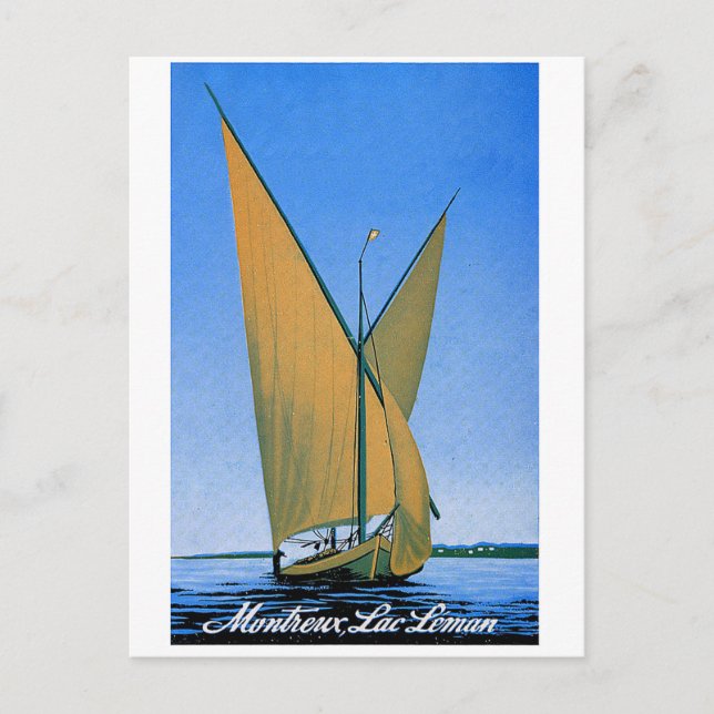 Montreux, lake Geneva, Switzerland, vintage travel Postcard (Front)