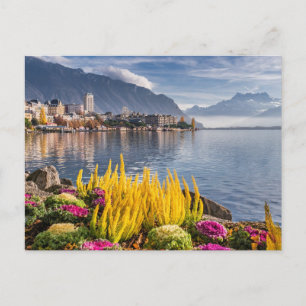 Montreux, Switzerland, Beautiful Lake Geneva View Postcard