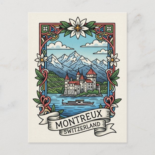 Montreux Switzerland Chateau de Chillon Postcard (Front)