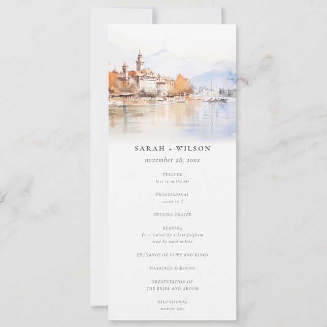 Montreux Switzerland Landscape Wedding Program Invitation (Front)