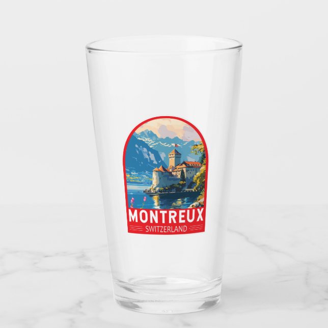 Montreux Switzerland Travel Art Vintage Glass (Front)