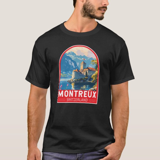 Montreux Switzerland Travel Art Vintage T-Shirt (Front)