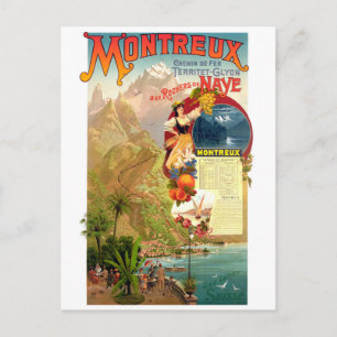Montreux, Switzerland, Vintage Travel Postcard