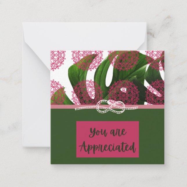 Montsera Leaf Appreciation Flat Note Card (Front)