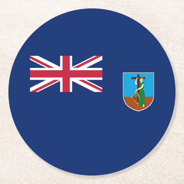Montserrat Flag Round Paper Coaster (Front)