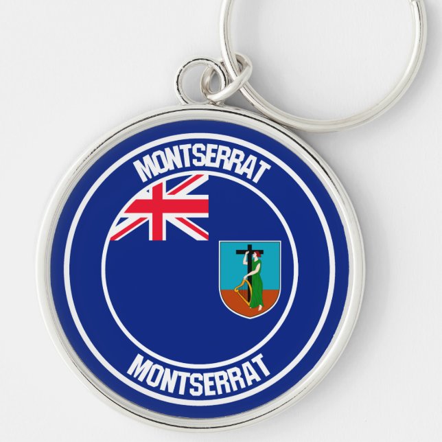 Montserrat Round Emblem Key Ring (Front)