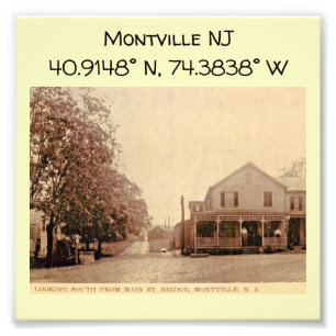 Montville NJ Map Coordinates Vintage Style Photo Print
