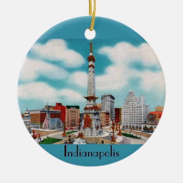 Monument Circle Ceramic Tree Decoration (Front)
