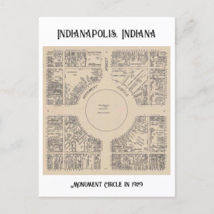 Monument Circle in Indianapolis, Indiana 1929 Postcard