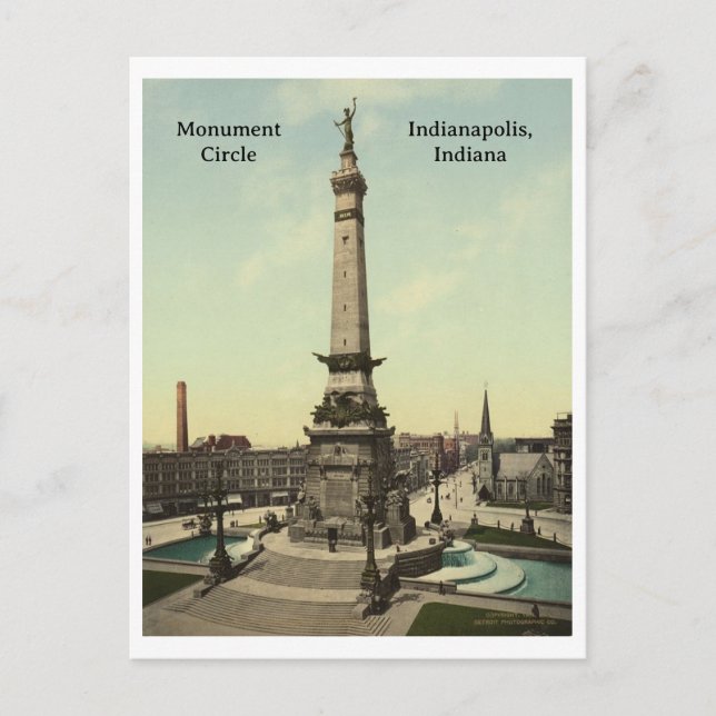 Monument Circle in Indianapolis, Indiana Postcard (Front)