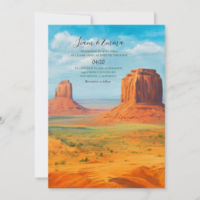 Monument Valley AZ Desert Wedding Invitation (Front)