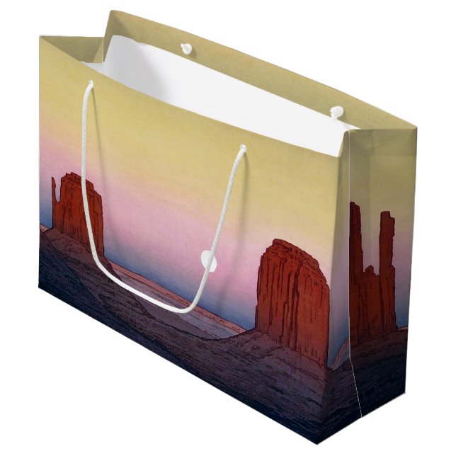 Monument Valley, Yoshida, Woodcut Large Gift Bag (Front Angled)