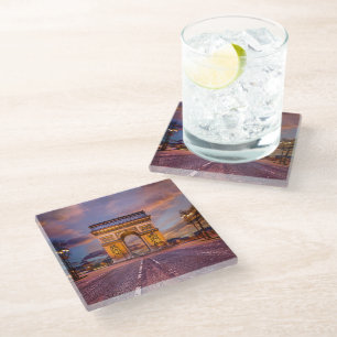 Monuments Arc de Triomphe, Paris France Glass Coaster
