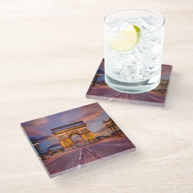 Monuments | Arc de Triomphe, Paris France Glass Coaster (Angled)