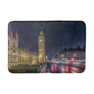 Monuments Big Ben at Night Bath Mat