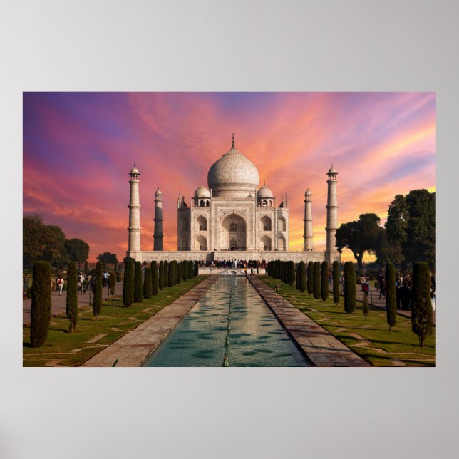 Monuments | Colourful View of the Taj Mahal Poster (Front)