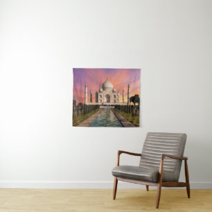 Monuments Colourful View of the Taj Mahal Tapestry