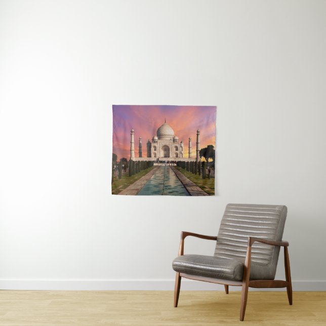 Monuments | Colourful View of the Taj Mahal Tapestry (In Situ (Horizontal))