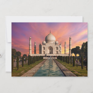 Monuments Colourful View of the Taj Mahal Thank You Card