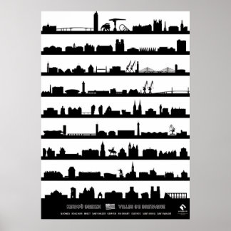Monuments des grandes villes de Bretagne Poster