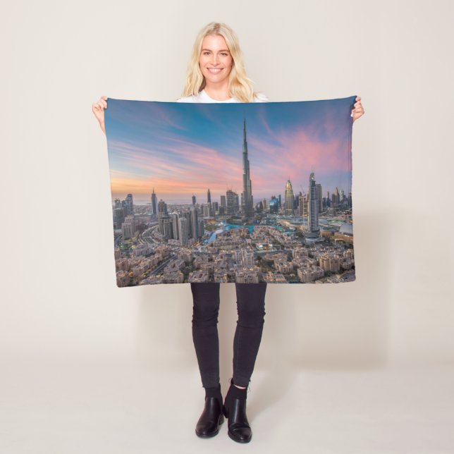 Monuments | Dubai Cityscape Fleece Blanket (In Situ)
