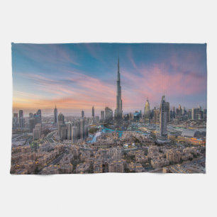 Monuments Dubai Cityscape Tea Towel