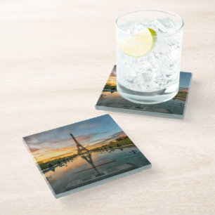Monuments Eiffel Tower Sunrise Glass Coaster