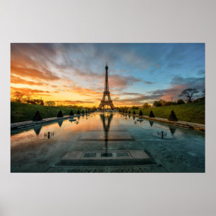 Monuments   Eiffel Tower Sunrise Poster