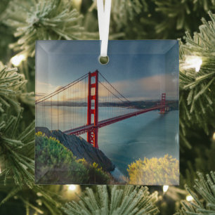 Monuments Golden Gate San Francisco Glass Tree Decoration