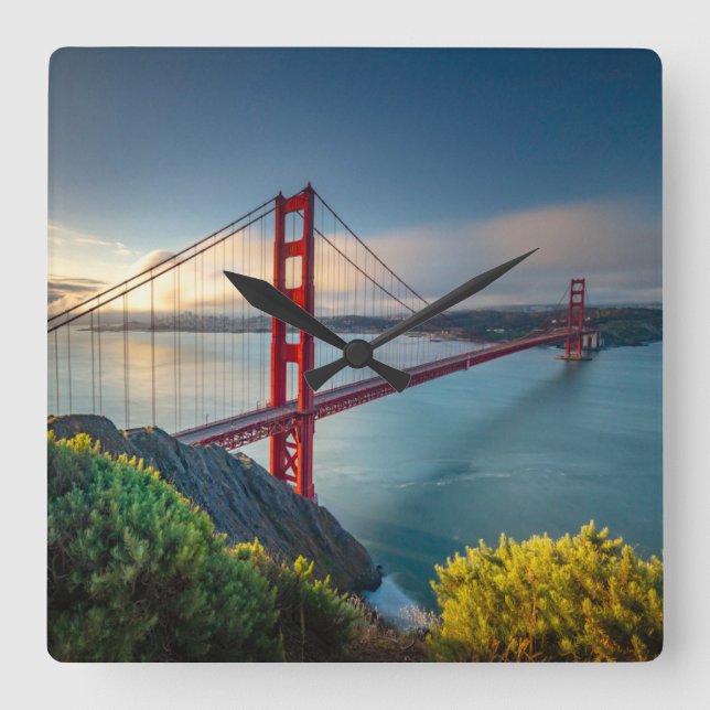 Monuments | Golden Gate San Francisco Square Wall Clock (Front)