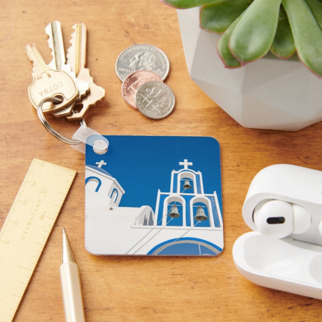 Monuments | Greek Blue Dome Church Key Ring (Desk)