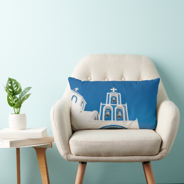 Monuments | Greek Blue Dome Church Lumbar Cushion (Chair)