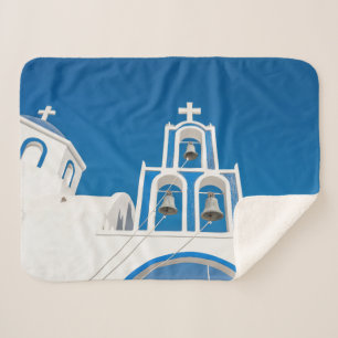 Monuments   Greek Blue Dome Church Sherpa Blanket